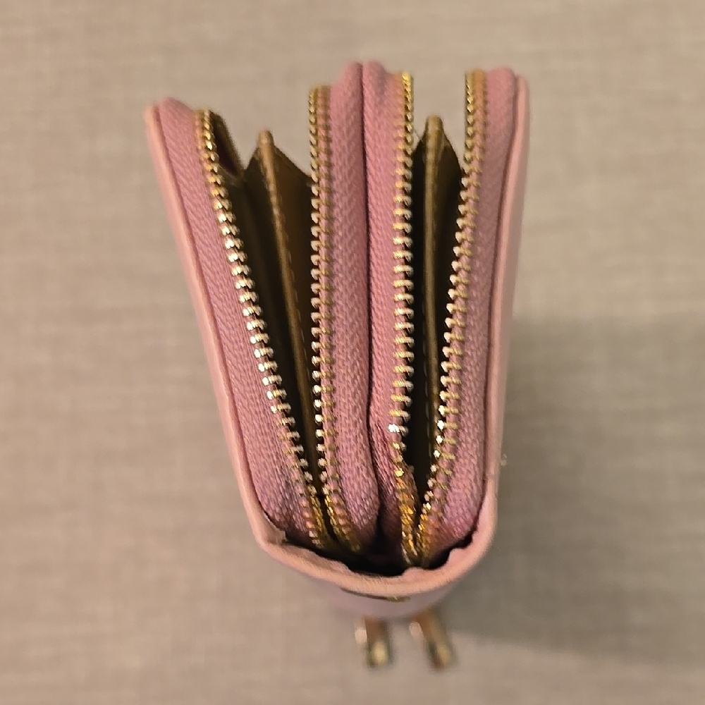 Michael Kors INSPIRED Pink Wallet with Gold Logo and Zipper Closure - Picture 5 of 7